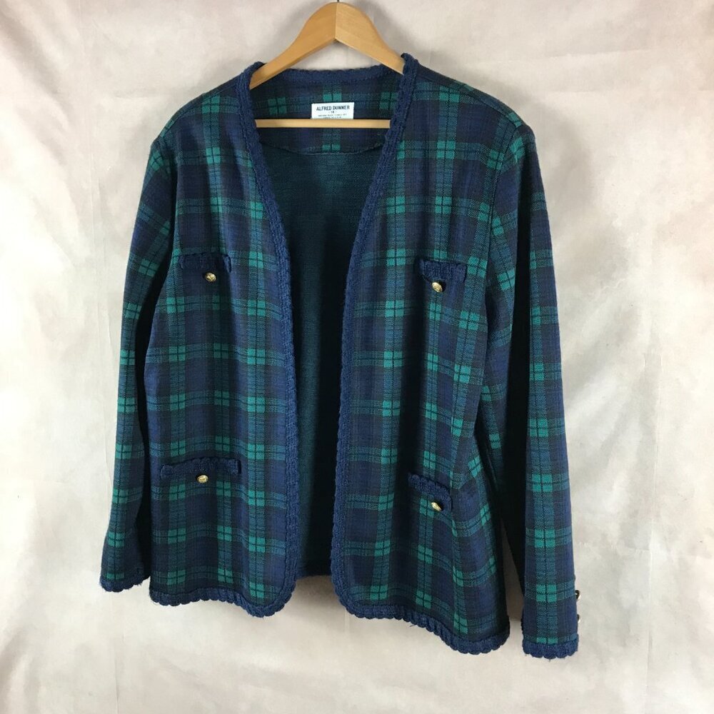 Vintage Alfred Dunner plaid knit blazer Jacket 14 - Picture 6 of 6